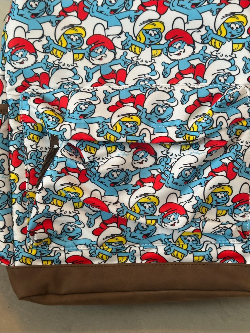 The Smurfs Backpack Allover Smurf Collage Design Laptop Pocket Front Pocket - Picture 4 of 10